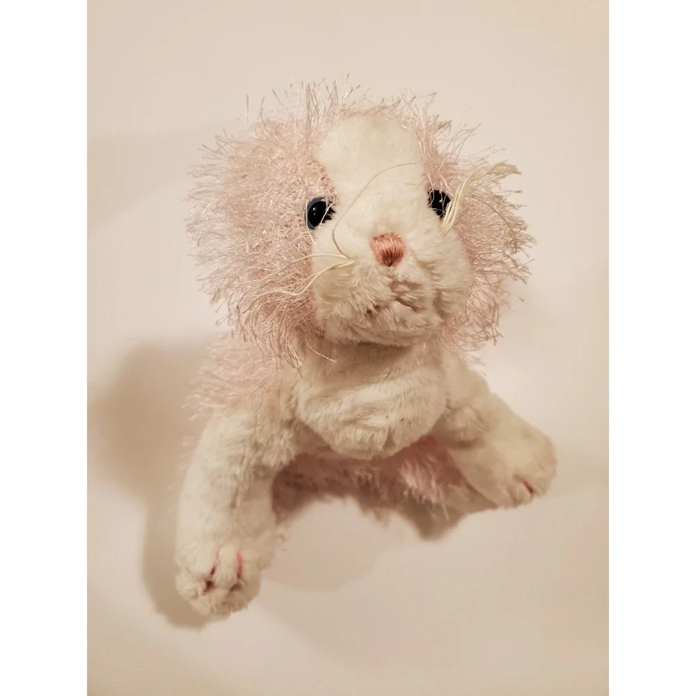 Ganz Webkinz Pink White Cat Plush Stuffed Animal No Code HM189‎ Fuzzy 8 Inch